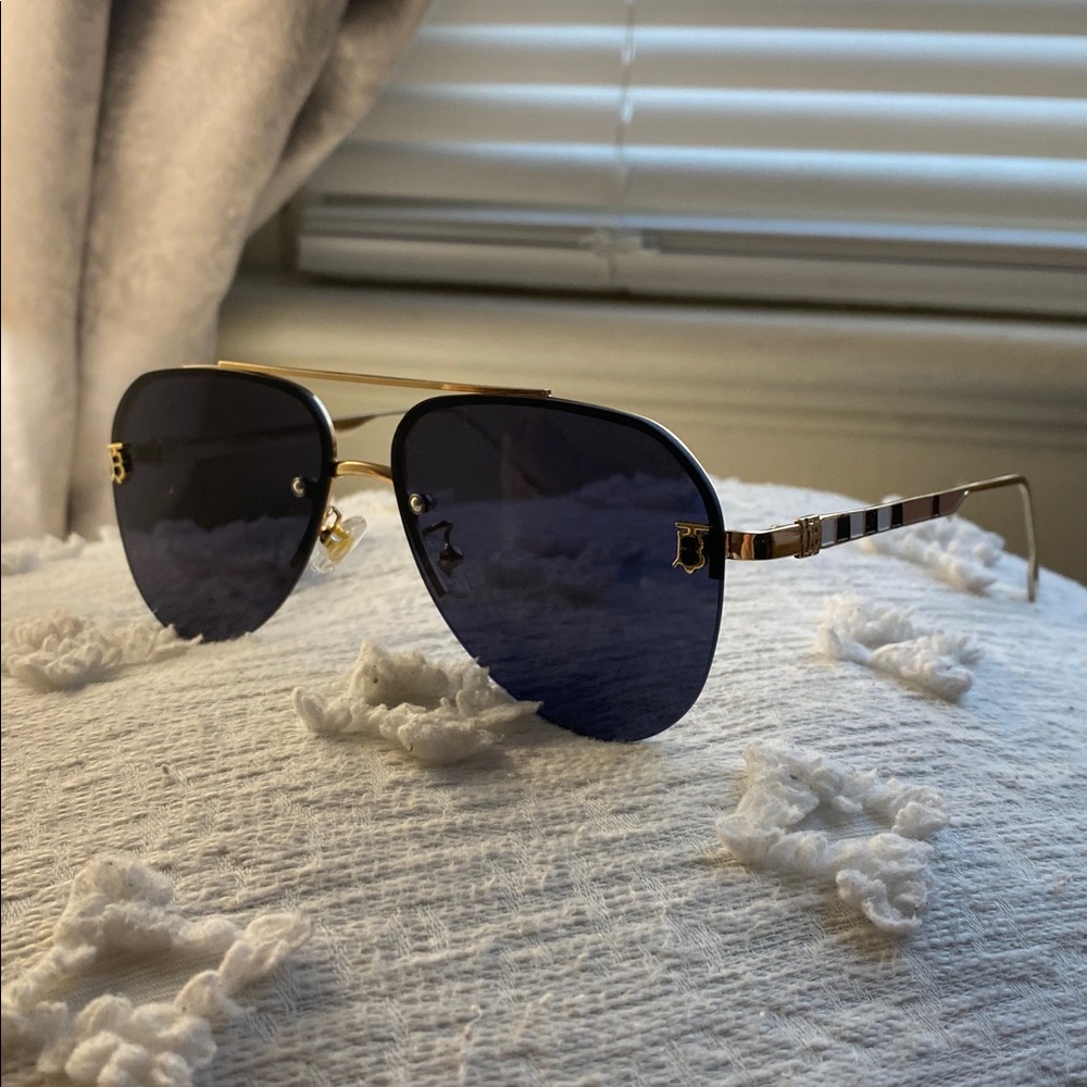Burberry Gold-Tone Sunglasses.